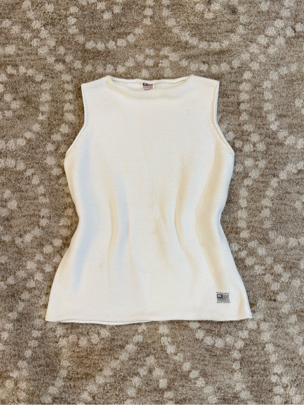 Vintage Polo Ralph Lauren American Flag White Knit Sweater